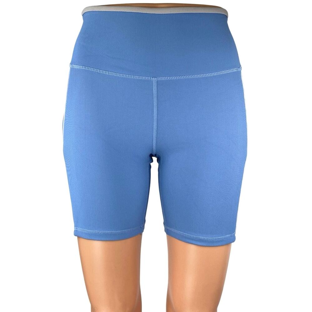 Wilo The Label Women's Blue Mid Rise Athletic Workout Running Biker Shorts Sz S